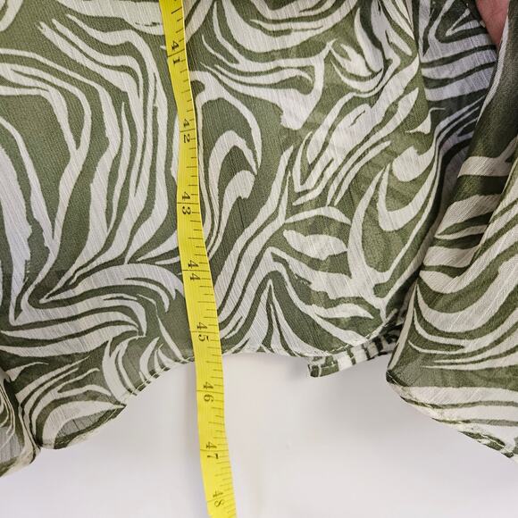 En Saison Sole Abstract Green Smock Midi Dress Size Large Cottage BOHO Milkmaid - Picture 15 of 16